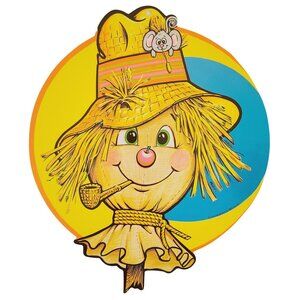1986 Beistle Halloween Paper Cutout 12" Scarecrow Cherry Nose Made in USA Vtg